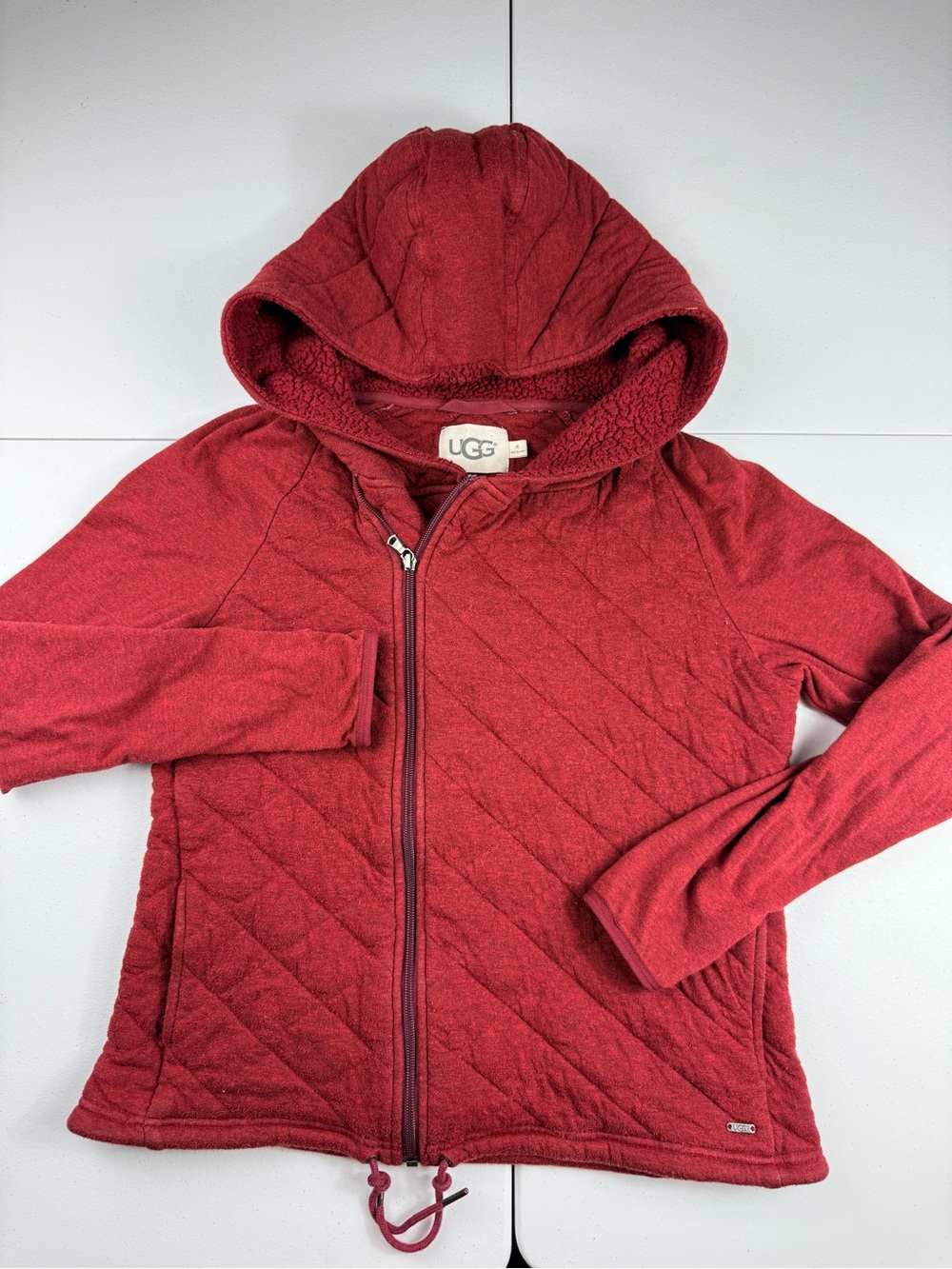 UGG women’s Quilted Hooded Jacket in Deep Red